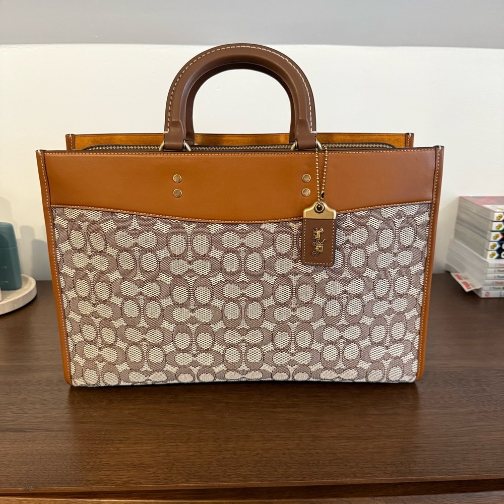 Coach Brown and Tan Briefcase with Monogram Elegance
